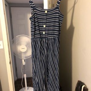 Blue & white striped jumpsuit